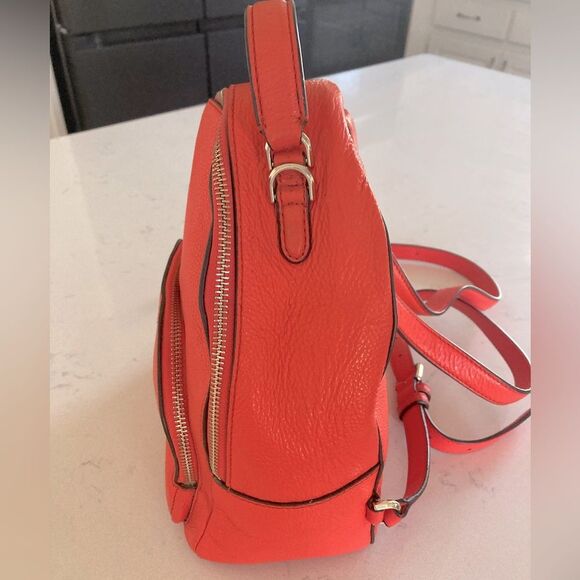 Kate Spade New York Jackson Backpack Coral Orange Pink Leather Mini Day Bag - Picture 4 of 11